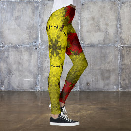 Psychedelic Kaleidoscope Flower Red and Gult Leggings