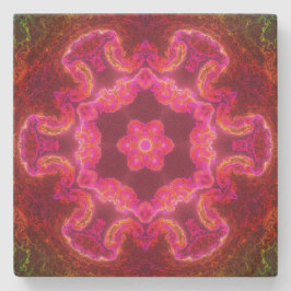 Psychedelic Kaleidoscope Flower Rosa Red and Grönt Stenunderlägg