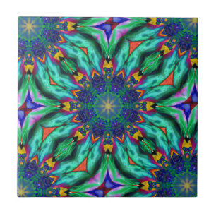 Psychedelic Kaleidoscope för regnbågeMandala Kakelplatta