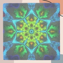 Psychedelic Kaleidoscope Grönt Blue och Orange Stenunderlägg