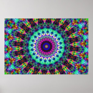 Psychedelic Kaleidoscope Konst Poster