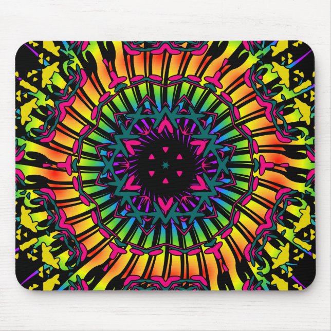 Psychedelic Kaleidoscopekonstverk: Mousepad Musmatta (Framsidan)