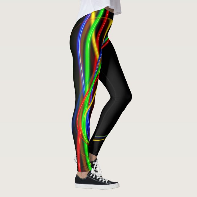 Psychedelic kall abstrakt för Fractalneonglöd Leggings (Höger)