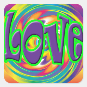 Psychedelic Kärlek hippie Stickers Fyrkantigt Klistermärke