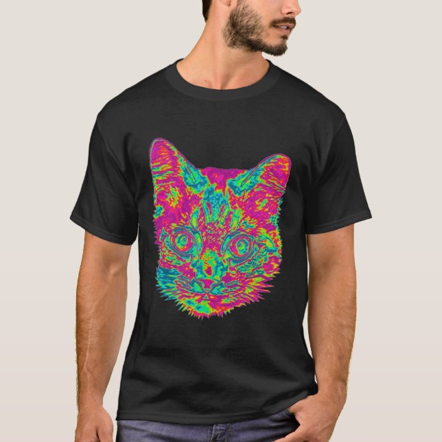 Psychedelic kattT-tröja - svart Tröja (Framsida)