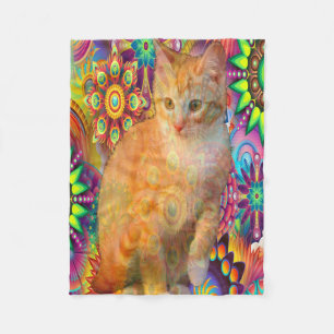 Psychedelic kattullfilt, Tiefärgkatt Fleecefilt