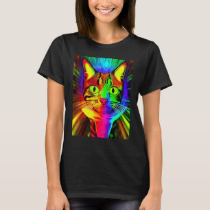 Psychedelic Kattunge Kitten i Kat Stil T Shirt
