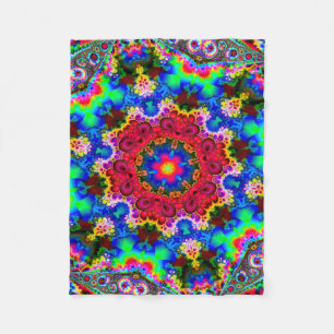 Psychedelic kosmisk blommaFractal Fleecefilt