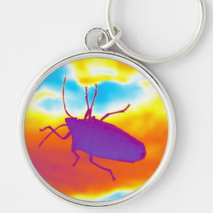 Psychedelic Kryp Rund Silverfärgad Nyckelring