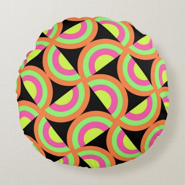 Psychedelic kvadrerar rund kudde (Framsidan)