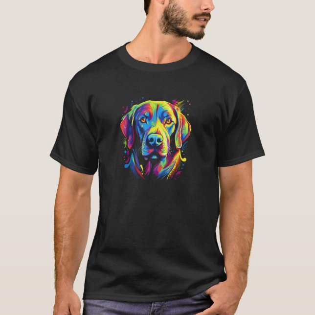 Psychedelic Labrador Retriever Present Färgrik Lab T Shirt (Framsida)