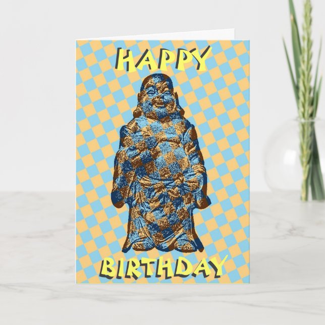 Psychedelic Laughing Buddha Birthday Card Kort (Framsida)