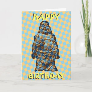 Psychedelic Laughing Buddha Birthday Card Kort