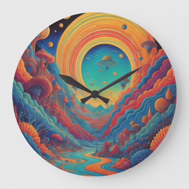 Psychedelic Ligcape Journey Stor Klocka (Framsida)