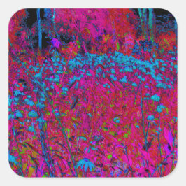 Psychedelic Lila Lily Flower Magenta Garden Fyrkantigt Klistermärke