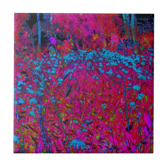 Psychedelic Lila Lily Flower Magenta Garden Kakelplatta (Framsidan)