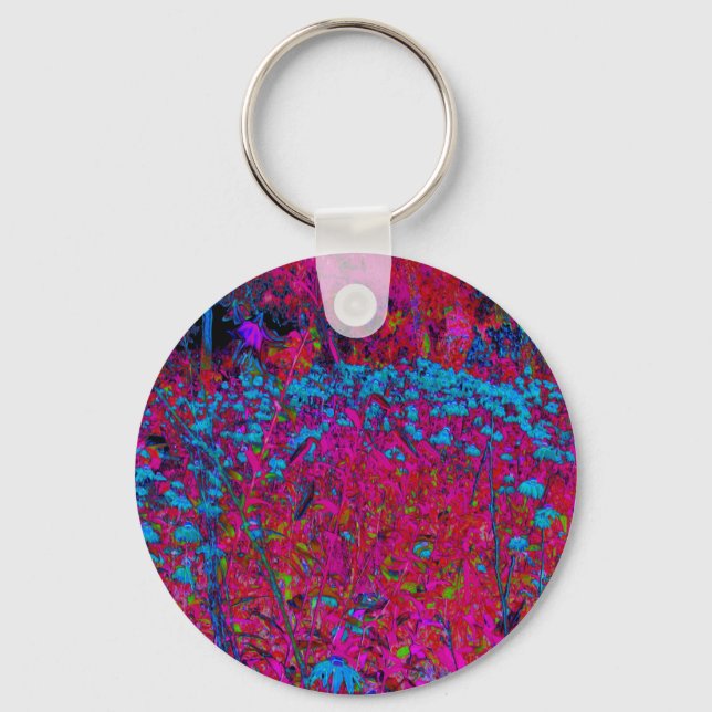 Psychedelic Lila Lily Flower Magenta Garden Nyckelring (Framsida)
