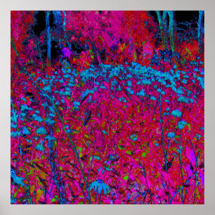 Psychedelic Lila Lily Flower Magenta Garden Poster