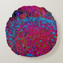 Psychedelic Lila Lily Flower Magenta Garden Rund Kudde