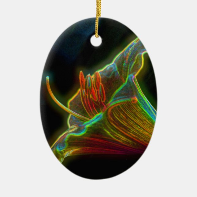 Psychedelic Lily Digital Art Flower Ornament (Framsidan)