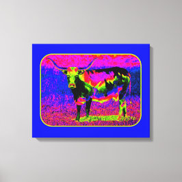 Psychedelic Longhorn Cow Canvastryck