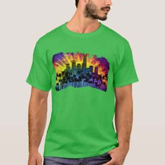 Psychedelic Los Angele A tie dye Surreal Cityscape T Shirt