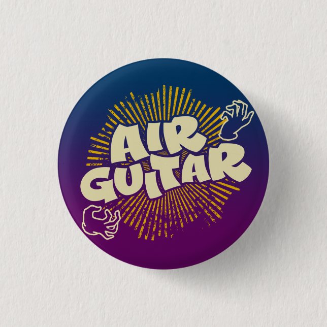 Psychedelic Luft Guitar Retro Flair Pinback Knapp (Framsida)