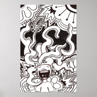 Psychedelic Lycklig Brain Poster