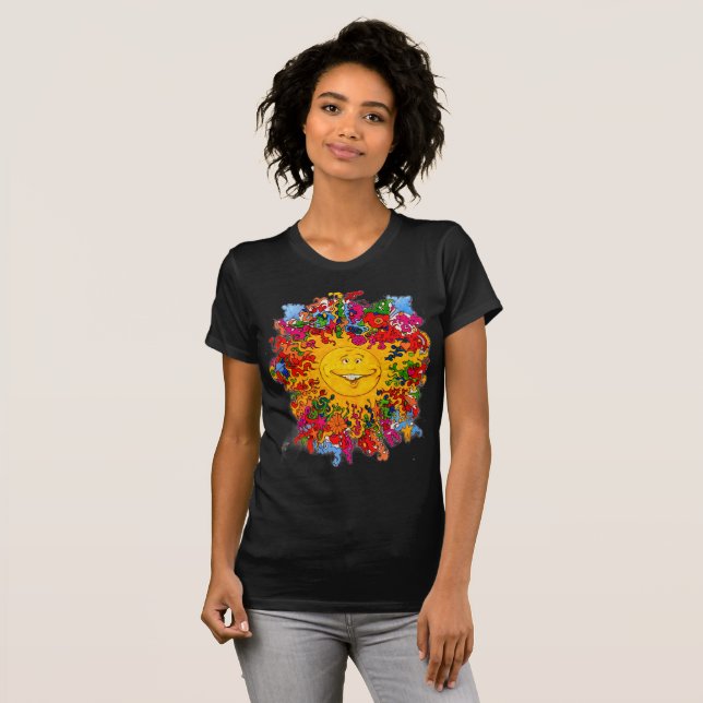 Psychedelic Lycklig Sol T Shirt (Hel framsida)