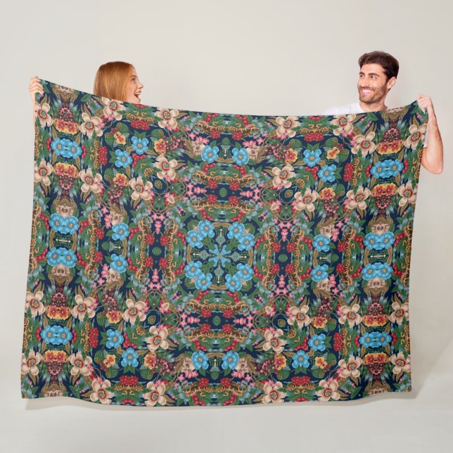 Psychedelic Magic Fairy Garden Satin Mandala Quilt Fleecefilt (På plats)