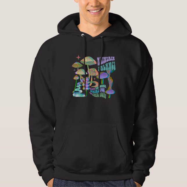 Psychedelic Magic Mushrooms Retro Vintage Hoodie (Framsida)