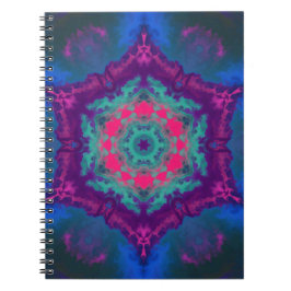 Psychedelic Mandala Blue Lila och Rosa Anteckningsbok