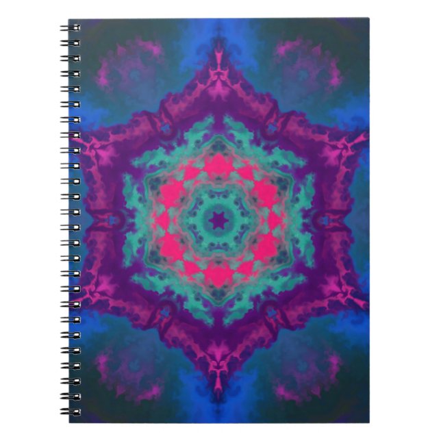 Psychedelic Mandala Blue Lila och Rosa Anteckningsbok (Framsidan)