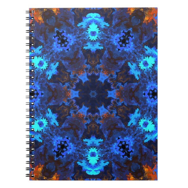 Psychedelic Mandala Blue och Orange Anteckningsbok (Framsidan)
