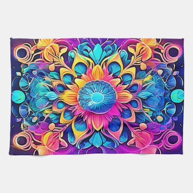 Psychedelic Mandala Design Kökshandduk (Horisontell)