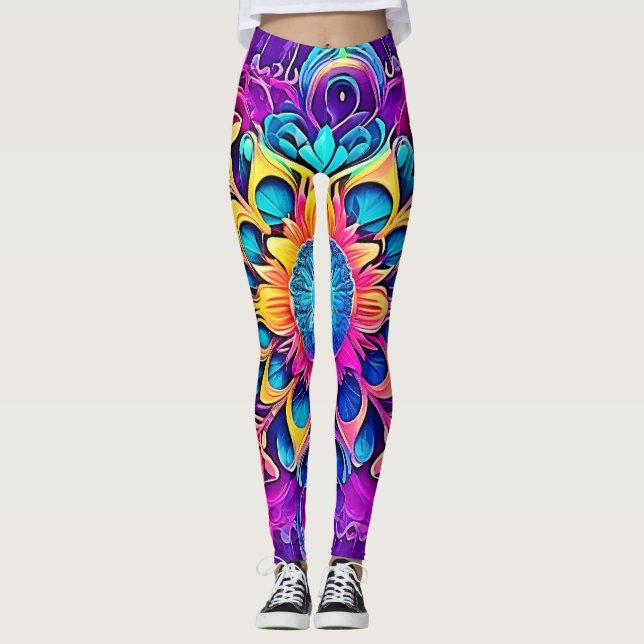 Psychedelic Mandala Design Leggings (Framsida)