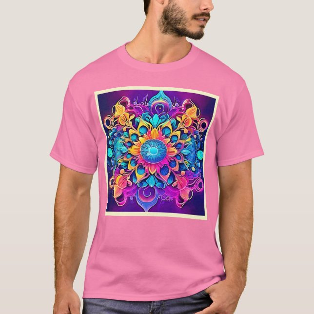 Psychedelic Mandala Design T Shirt (Framsida)