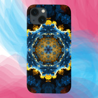 Psychedelic Mandala Flower Blue-Gult och -Orange
