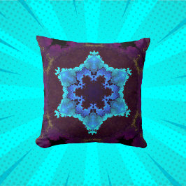 Psychedelic Mandala Flower Blue och Lila Kudde