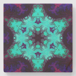 Psychedelic Mandala Flower Blue och Lila Stenunderlägg