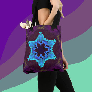 Psychedelic Mandala Flower Blue och Lila Tygkasse