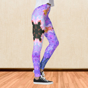 Psychedelic Mandala Flower Blue Rosa and Gult Leggings