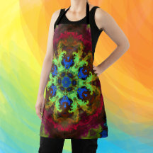 Psychedelic Mandala Flower Grönt Blue och Red