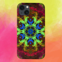 Psychedelic Mandala Flower Grönt Blue och Red