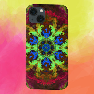 Psychedelic Mandala Flower Grönt Blue och Red