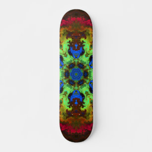 Psychedelic Mandala Flower Grönt Blue och Red Mini Skateboard Bräda 18,5 Cm