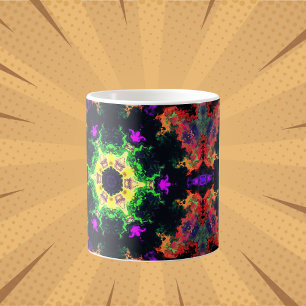 Psychedelic Mandala Flower Grönt Lila and Gult Kaffemugg
