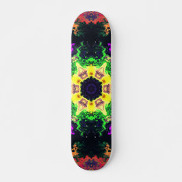 Psychedelic Mandala Flower Grönt Lila and Gult Mini Skateboard Bräda 18,5 Cm
