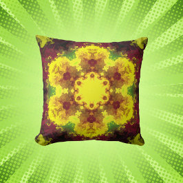 Psychedelic Mandala Flower Gult and Grönt Kudde