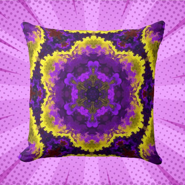 Psychedelic Mandala Flower Gult and Lila Kudde (Skapare uppladdad)